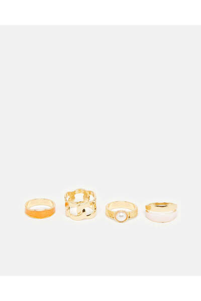 REDTAG Women Gold Ring Set (4 Piece)