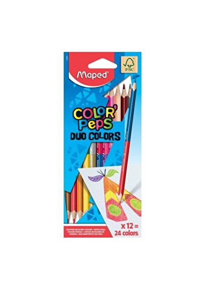 Maped Set Creioane Colorate, Color Peps Duo, FSC, 12 creioane/set,