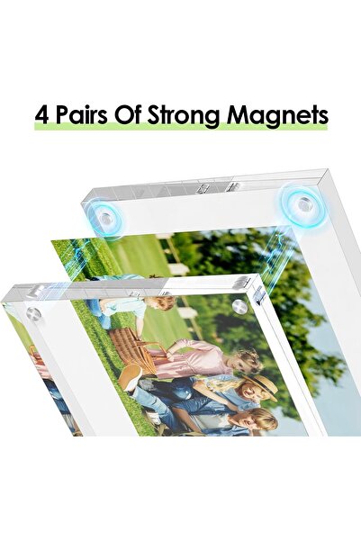 LBOYLOVE 3-Piece 4x6 Double-Sided Clear Acrylic Picture Frames (Magnetic, Frameless)