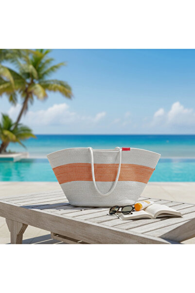seven moose Pamuklu İpli Örgü Plaj Çantası – Büyük Boy, Hafif ve Dayanıklı Tu...