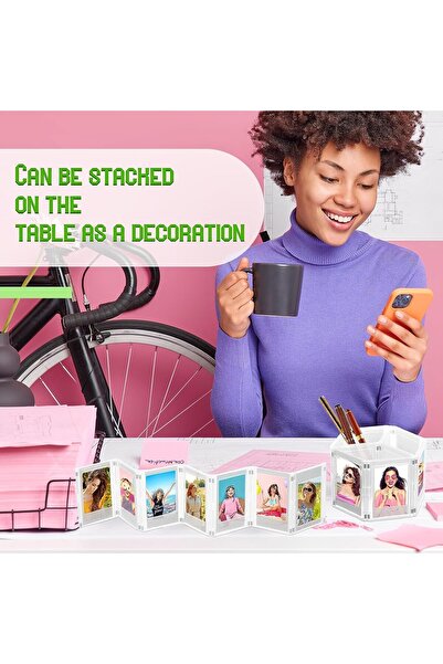 AZONEE Magnetic Photo Frames (4-Pack) - Clear ABS Magnetic Mini Frames for Instax