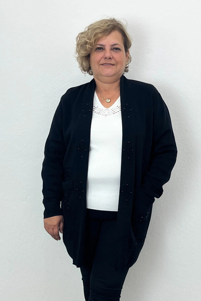 Mia Butik Women's Black Small Pearl Detailed Cardigan