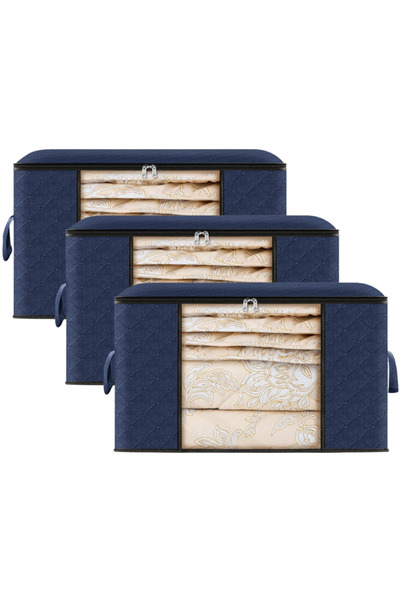 SDEPOT Set of 3 S DEPOT® storage bags, with zipper, size M, blue