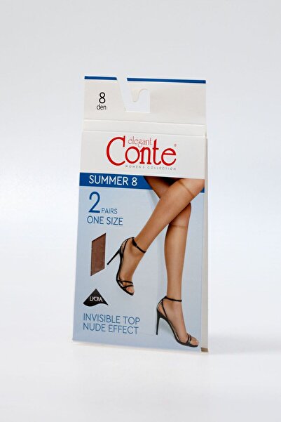 Conte Elegant Women's socks, 3/4 length, Lycra, Conte Summer 8 Den (2 pairs) - Bronze, 36-39 (23-25)