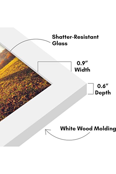 Americanflat 8x10 Picture Frame in White - Engineered Wood with Shatter-Resistant Glass