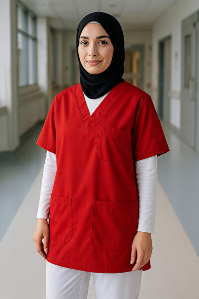 mirach Hijab Scrubs Wide Fit 4 Pocket Long Oversized Model 1. Quality Fabric Comfortable Working Uniform