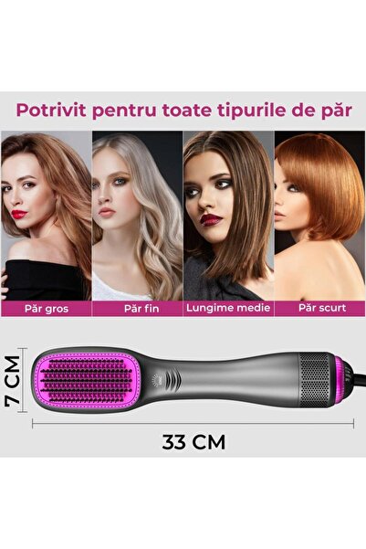 OEM 3in1 electric hairbrush for volume, fast ceramic straightening, negative ionization, drying