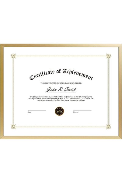 Golden State Art 8.5x11 Aluminum Certificate Frame (Gold, 1 Pack)