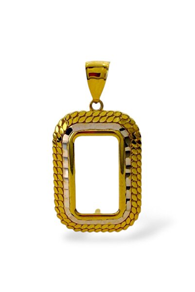 MaGold 24 Ayar 1 gram Külçe Altın Çerçevesi Kolye Ucu 14 Ayar Altın