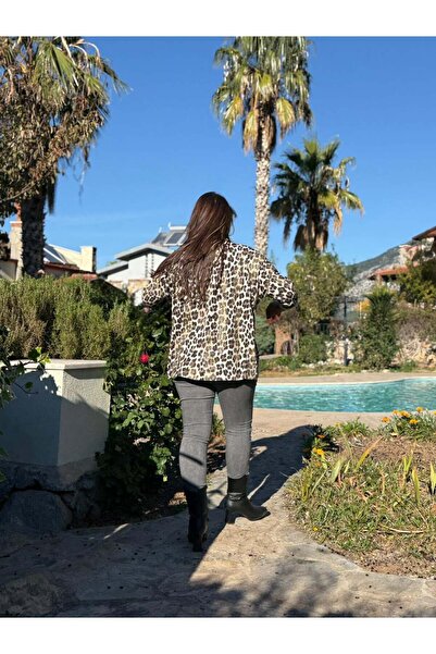 Punta Otantik NC25192 Κρέμα ιταλικής πλεκτομηχανής με λεοπάρ σχέδιο με λάμψη