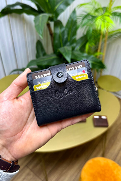 CüzCan Enra Black Genuine Leather Card Holder Wallet Is Stylish and Convenient
