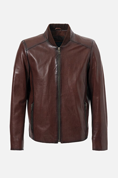 Dericlub Wm251 Men's Jumbo Slim-Fit Genuine Leather Coat Findik