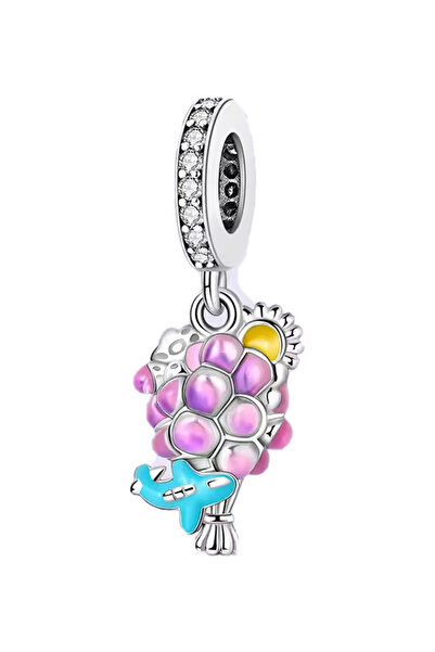 Fubena Pink Bouquet Airplane Sun Dangle Charm