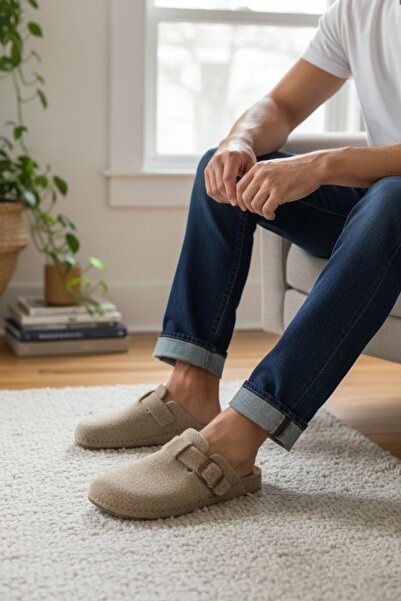 Twigy Full Orthopedic Felt Men's Comfortable and Lightweight Stylish Beige House Slippers