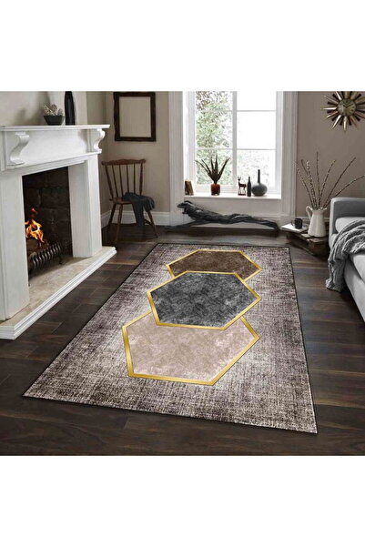 Sanlux Anti-Slip Bedroom Carpet 180x280 cm - Geometric Gold - CVHD070_180x280_CVH