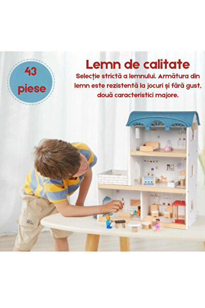 OEM Wooden dollhouse, sturdy, with accessories, elevator, multicolor, 30x40x50cm