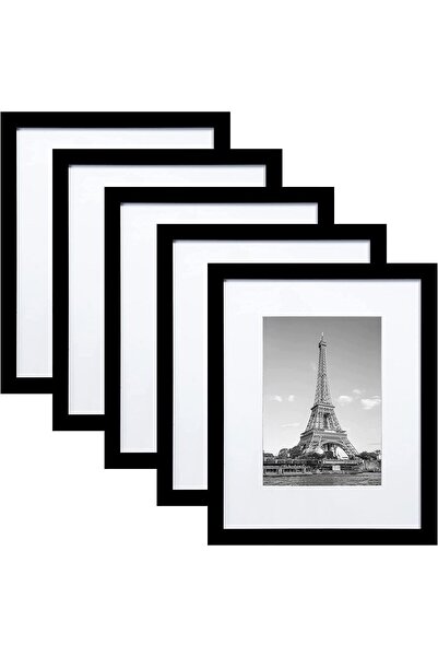 X SPRING Picture Frame Set, 5 PCS 8x10 Inch Black Wood Photo Frames