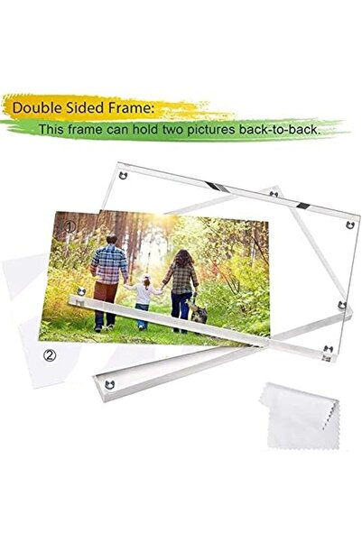 THE WHITE SHOP Acrylic Magnetic Double-Sided Clear Frameless Photo Frame (4x6)
