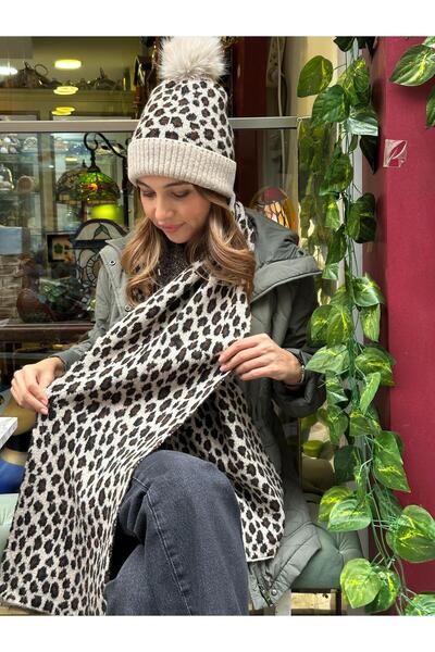 Seda Bijuteri Leopar Desenli Atkı Renkli