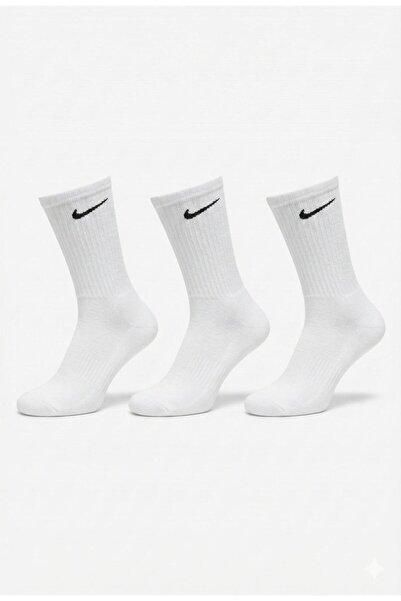 Nike Set of 3 unisex ribbed long socks, white, One Size
