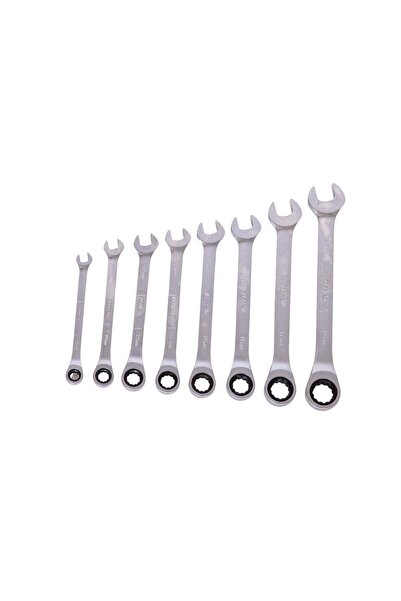 TOTAL Set of 8 Industrial ratchet combination wrenches