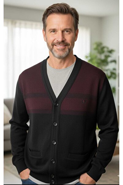 güncüoğlu Buttoned with Sleeved Pockets End of the Series Men's Wool Cardigan