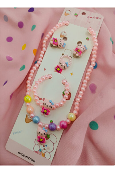 GÜLPEŞE Beaded Children's Necklace Bracelet Ring Earring Set