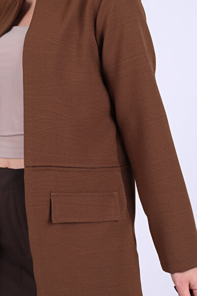 armonika Women's Dark Khaki Waist Stitched Long Jacket Arm-26K001017