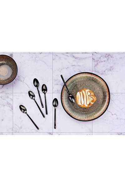 BJORN Set of 6 OLAF coffee spoons, stainless steel, refined design, glossy black