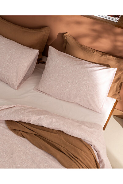 Madame Coco Alida Single 100% Cotton Ranforce Printed Duvet Cover Set - Powder