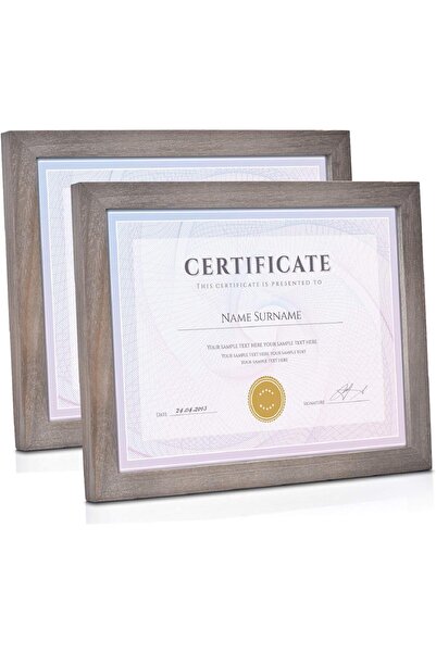 Emfogo Picture Frames 8.5 x 11 - Set of 2 Certificate/Diploma Frames, Weathered Grey