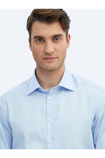 Kip Dark Blue Plain Slim Fit Woven Classic 100% Cotton Shirt