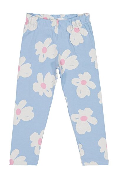 Civil Girls Large Floral Patterned Leggings for Ages 2-5 - Blue 2-3 Years