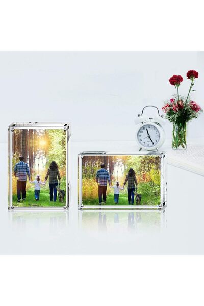 KASTWAVE 5x7 Acrylic Picture Frames 2 Pack - Clear Magnetic Double-Sided Freestanding Frame