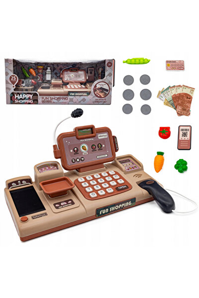 Matadi Cash register with microphone and built-in computer Fun Shopping Brown