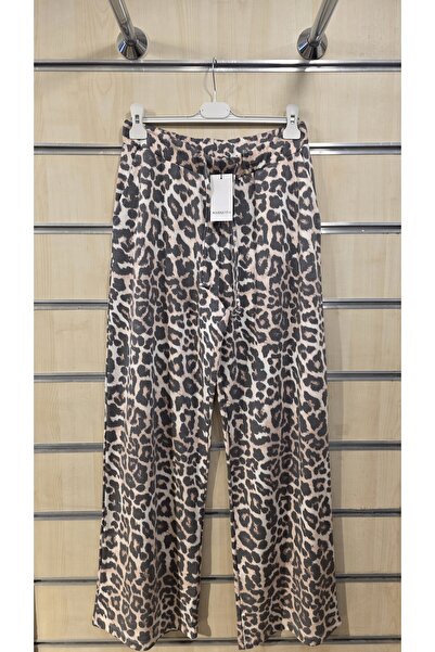 trendbysena Γυναικείο παντελόνι με σχέδιο λεοπάρ με ελαστική μέση