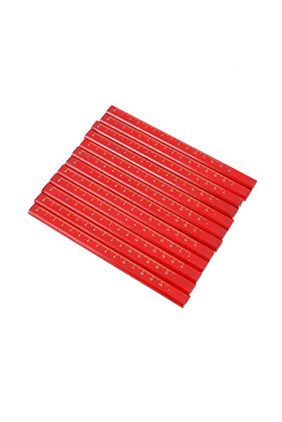 Lawazim Carpenter Pencils 12 Piece Red - Flat Non Rolling Marking Pencils