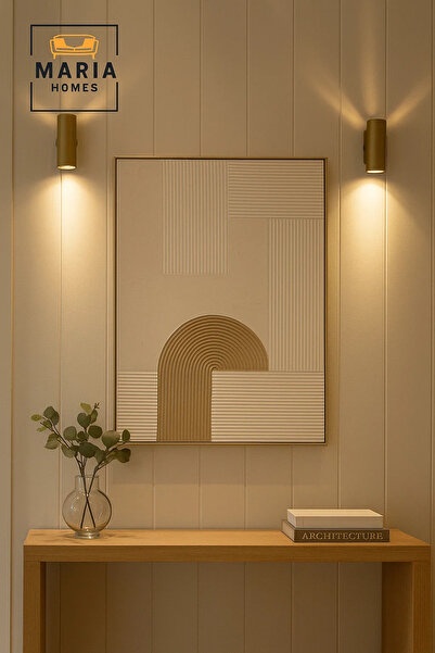 MARIA HOMES Geometric Textured Wall Art – Modern White & Beige Minimalist Decor for Living Room 100*150CM