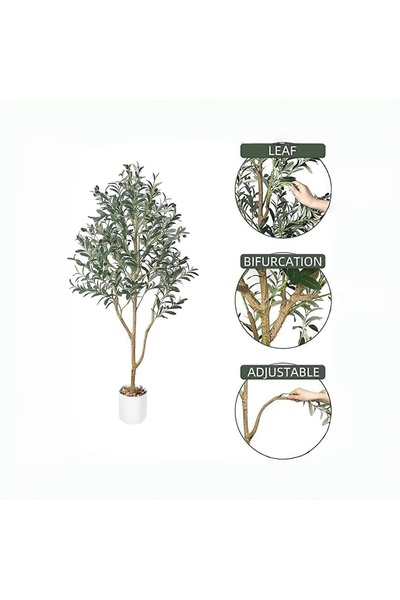 SCHENKERO 120cm (3.9ft) Artificial Olive Tree PE Leaves Faux Olives UV-Resistant Indoor No Watering.