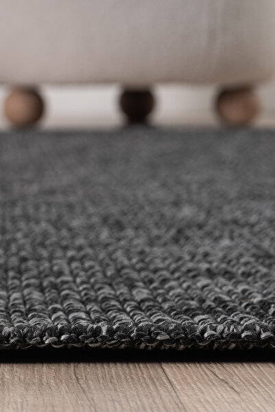 Colore Home Jute Straw Anthracite Knitted Non-Slip Base Washable Sisal Carpet Jute Runner