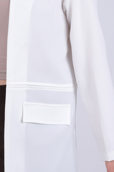 armonika Women's White Stitched Waist Long Jacket Arm-26K001017