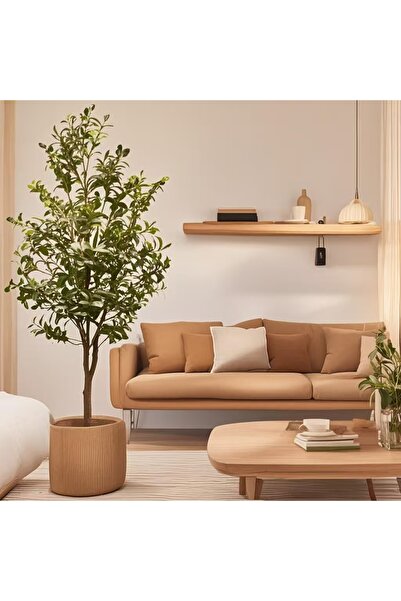 SCHENKERO 150cm (4.9ft) Fake Olive Tree Simulated Bark Dense Foliage UV-Protected Balcony Use.