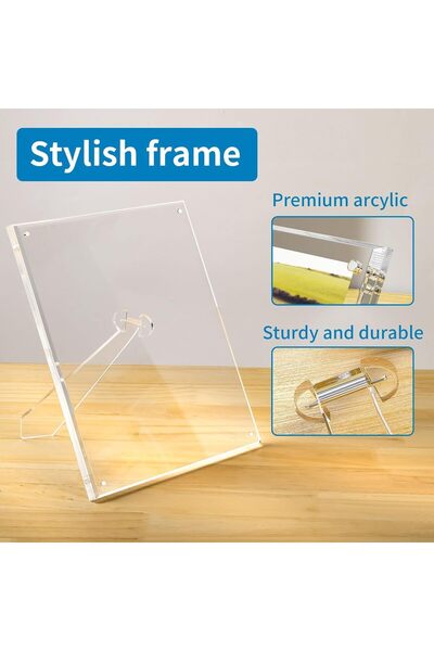 NALACAL 5x7 Acrylic Magnetic Picture Frames, 3-Pack, Clear with Stand
