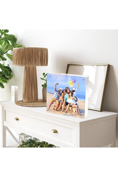 JEFHOMKIT 4x4 Acrylic Picture Frame, 4 Pack, Clear Double-Sided Magnetic Frames