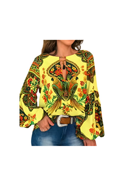 Camasa Boho chic blouse with wide sleeves and exotic print