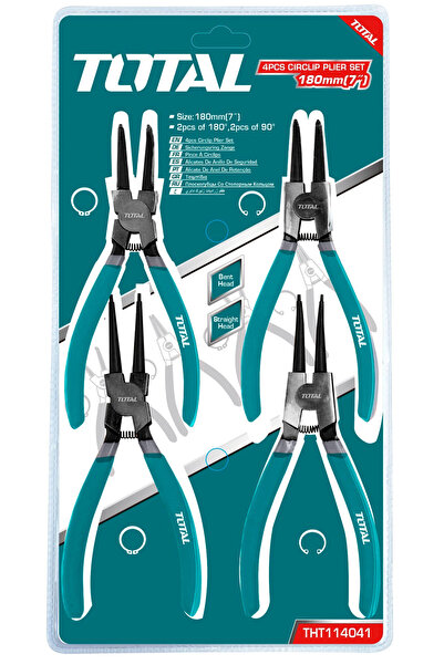 TOTAL TOTAL 4-piece set of serrated pliers (2 pcs. 180°, 2 pcs. 90°; 7/180mm)