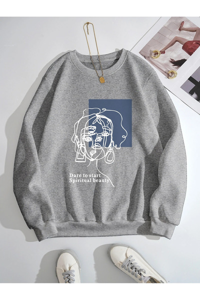 BY CAESAR Φούτερ με λαιμόκοψη ποδηλάτου με πνευματική στάμπα