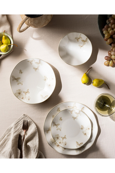 Madame Coco Cielo 6 Kişilik 24 Parça Yemek Takımı - Bej