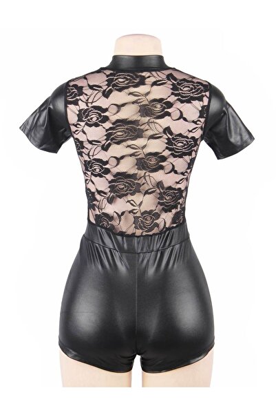 Lingerie and Fashion Style black leather jumpsuit