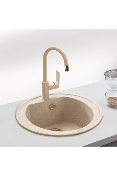 CookingAid Chiuvetă de bucătărie din granit Naiky NK5110, 510x510x200mm, bej ...